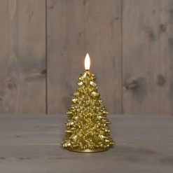 Anna's Collection LED stompkaars Tambu kerstboom goud D 9,5 H 15 cm