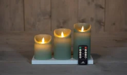 Anna's Collection LED stompkaars Rib met timer zwart D 7,5 H 10 / 12,5 / 15 cm 3 stuks