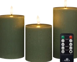 Anna's Collection LED stompkaars met oplaadstation groen D 7,5 H 10 / 12,5 / 15 cm 3 stuks