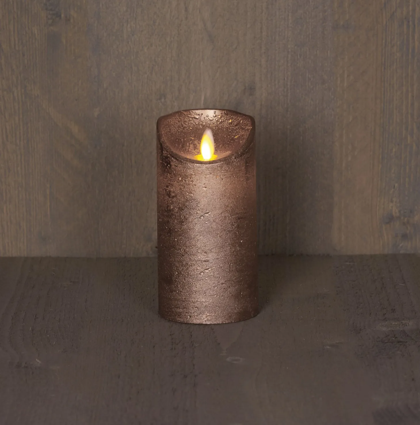 Anna's Collection LED stompkaars met timer brons D 7,5 H 15 cm