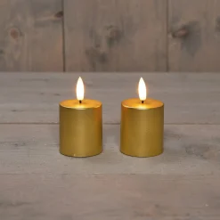 Anna's Collection LED stompkaars met timer wit D 4,5 H 8 cm 2 stuks