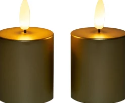 Anna's Collection LED stompkaars met timer wit D 4,5 H 8 cm 2 stuks