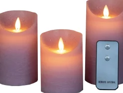 Anna's Collection led stompkaars Dinu paars D 7,5 H 10 / 12,5 / 15 cm 3 stuks