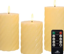 Anna's Collection LED stompkaars Swirl met timer ivoor D 7,5 H 10 / 12,5 / 15 cm 3 stuks