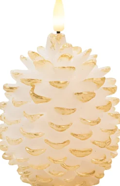 Anna's Collection LED stompkaars Podo dennenappel wit D 12 H 10 cm