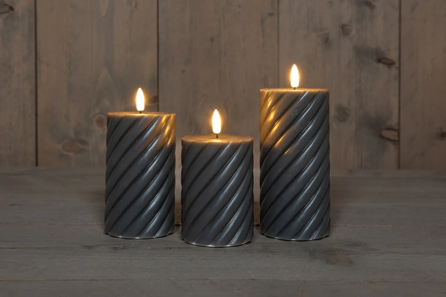 Anna's Collection LED stompkaars met timer grijs D 7,5 H 10 cm