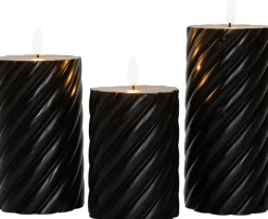 Anna's Collection LED stompkaars zwart D 7,5 H 10 / 12,5 / 15 cm 3 stuks