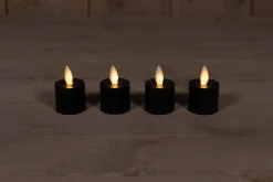 Anna's Collection LED uitbreidingsset waxinelicht met timer zwart D 3,8 H 6 cm 4 stuks
