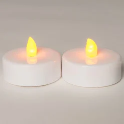 Anna's Collection LED waxinelicht met timer wit D 6 H 4,5 cm 2 stuks