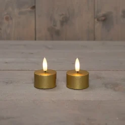 Anna's Collection LED waxinelicht met timer goud D 4 H 5 cm 2 stuks
