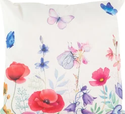 Anna's Collection sierkussen Veldbloemen helder wit 45 x 45 x 12 cm