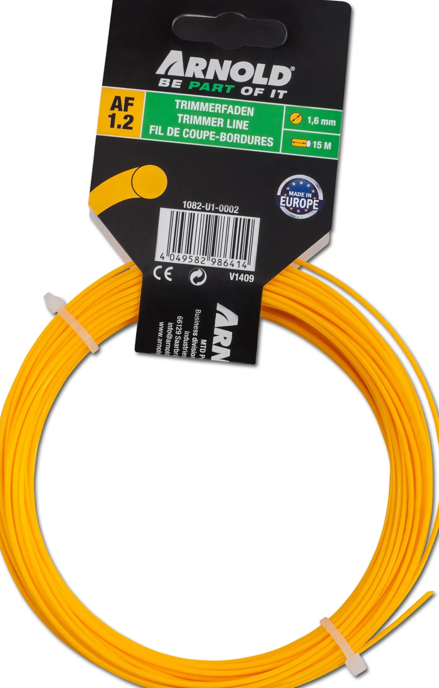 Arnold trimmerdraad 1,6 mm x 15 m geel