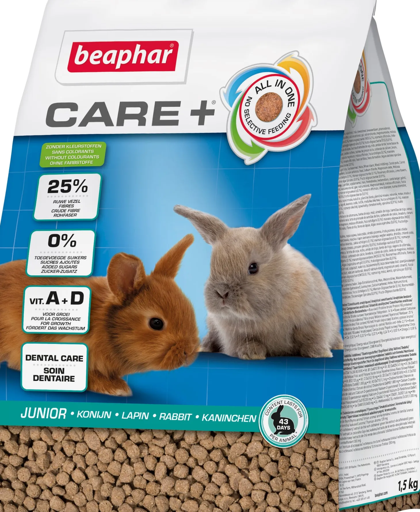 Beaphar konijnenvoer Care+ junior 1,5 kg