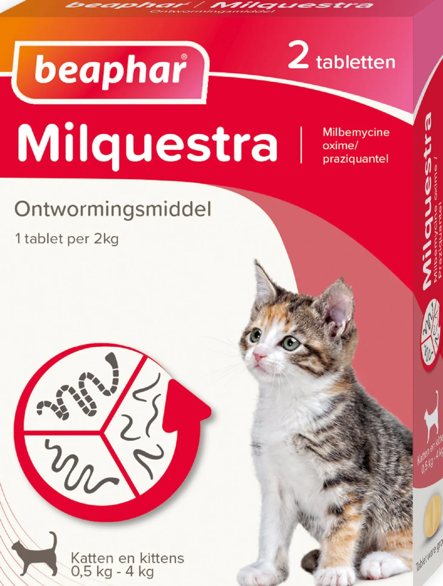Beaphar Milquestra ontwormingsmiddel tabletten kat klein/kitten 2 stuks