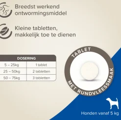 Beaphar Milquestra ontwormingsmiddel tabletten hond 5-75 kg 4 stuks
