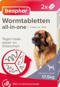 Beaphar wormtablet All-in-One hond 17,5-70 kg 2 stuks