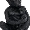 beeld Monkey with cub zwart 13 x 9 x 15 cm