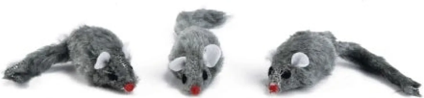 Beeztees plush muisje grijs 3 stuks