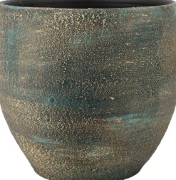 Bela Arte bloempot Madeira blauw / goud D 24 H 24 cm