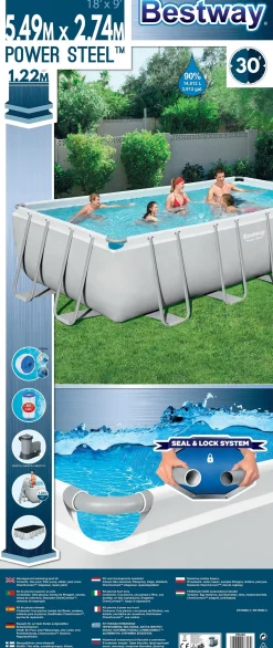 Bestway frame zwembad Power Steel met filterpomp rechthoek 549 x 274 x 122 cm