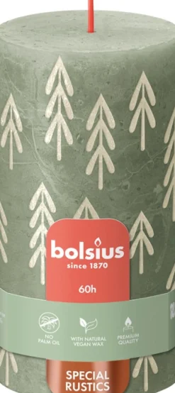 Bolsius stompkaars Bolsius Shine groen 60 uur D 6,8 H 13 cm