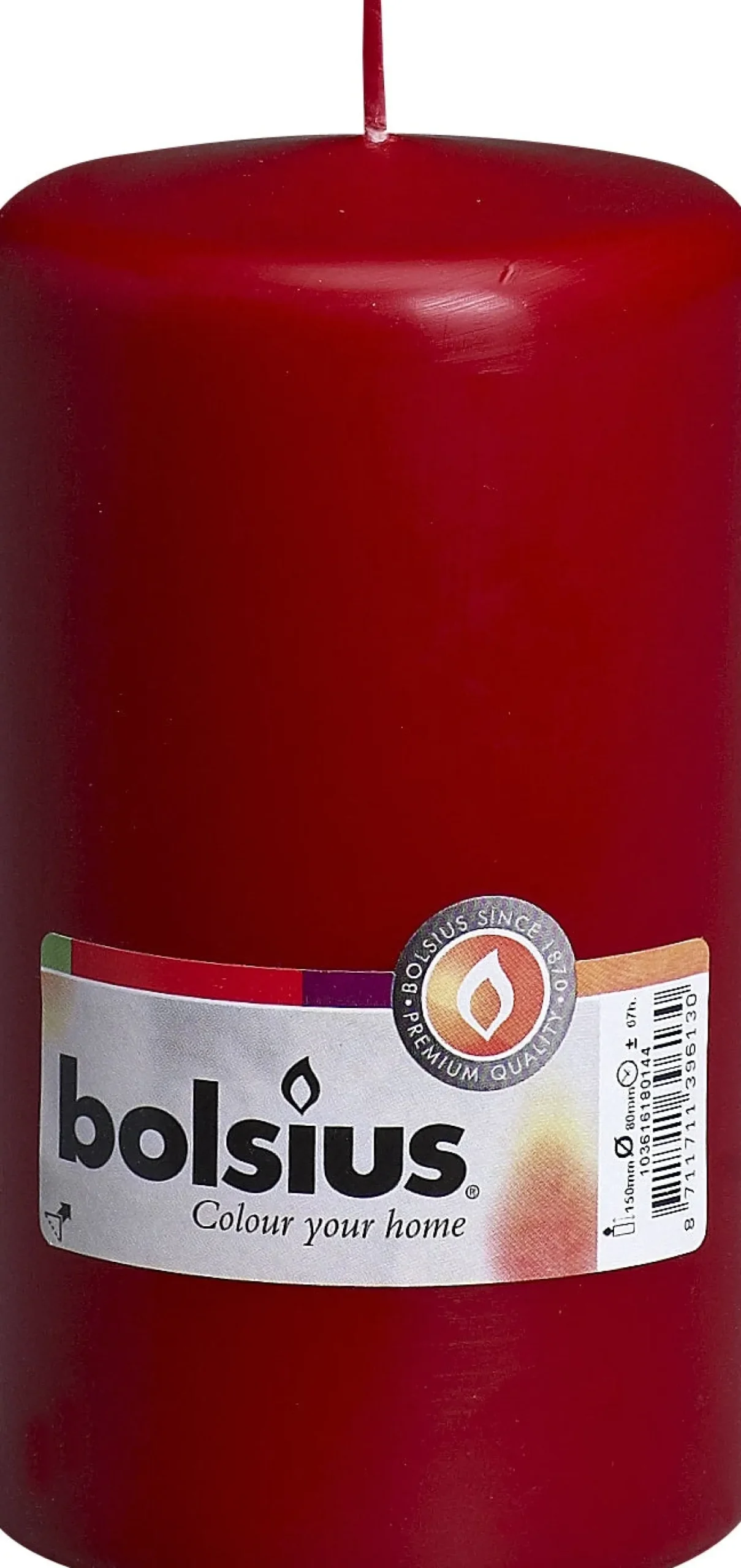 Bolsius stompkaars donker rood D 8,6 H 15 cm