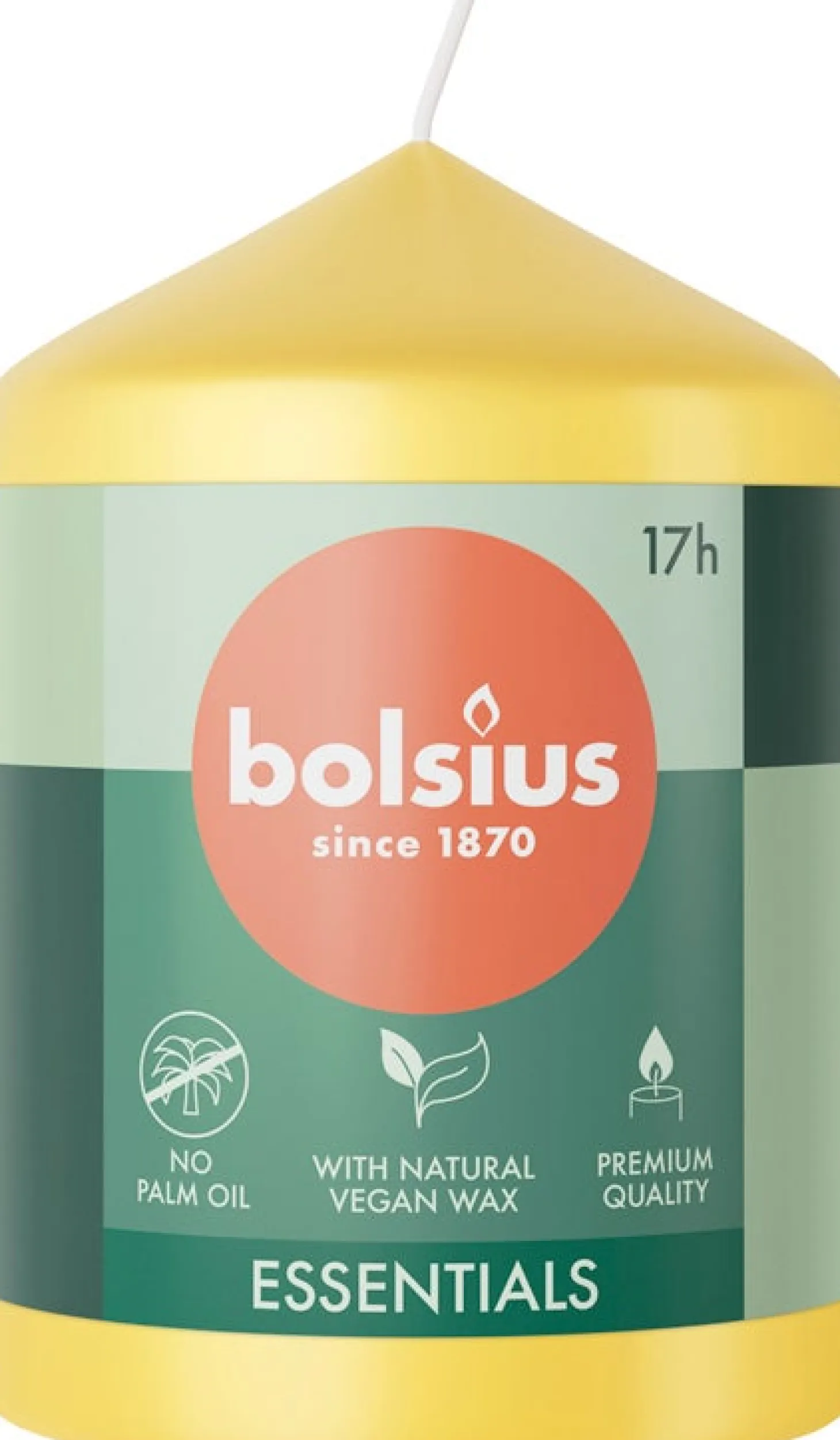 Bolsius stompkaars Essentials geel 17 uur D 5,8 H 8 cm