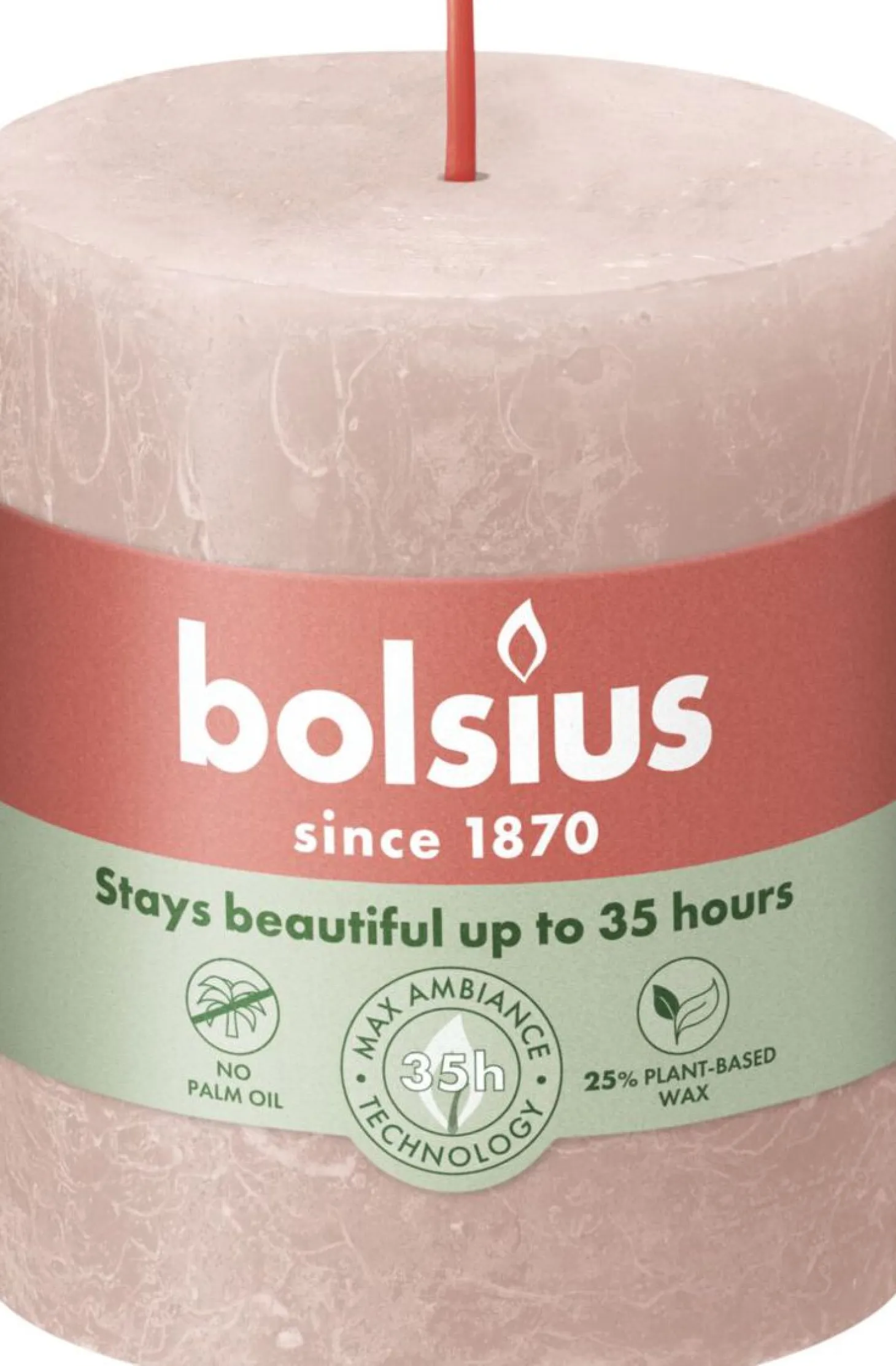 Bolsius stompkaars roze 35 uur D 6,8 H 8 cm