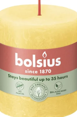 Bolsius stompkaars Rustiek Shine geel 35 uur D 6,8 H 8 cm
