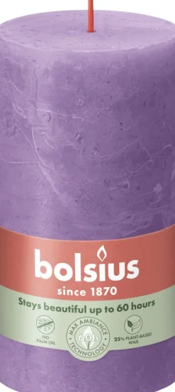 Bolsius stompkaars Rustiek Shine paars 60 uur D 6,8 H 13 cm
