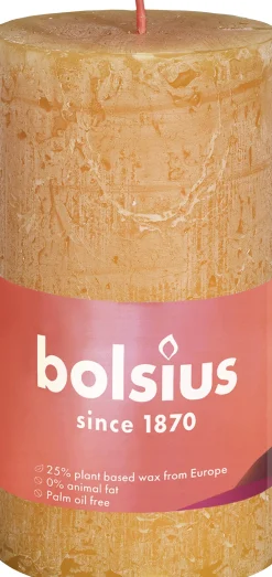 Bolsius stompkaars Rustiek Shine taupe 30 uur D 5 H 10 cm