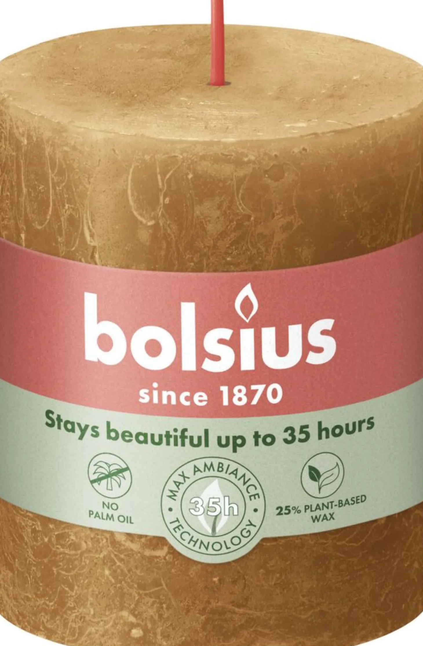 Bolsius stompkaars Rustiek Shimmer brons 35 uur D 6,8 H 8 cm