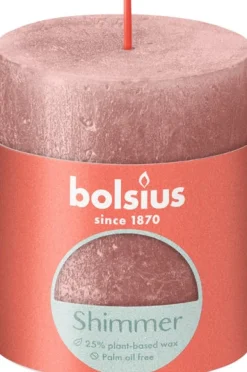 Bolsius stompkaars Rustiek Shimmer roze 35 uur D 6,8 H 8 cm