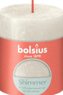 Bolsius stompkaars Rustiek Shimmer wit 35 uur D 6,8 H 8 cm