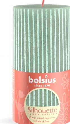 Bolsius stompkaars Rustiek Shine groen 60 uur D 6,8 H 13 cm