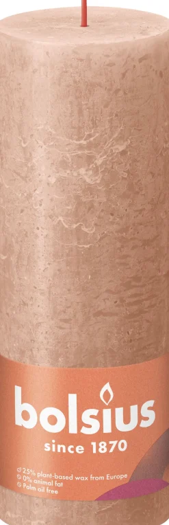 Bolsius stompkaars Rustiek Shine taupe 125 uur D 10 H 20 cm
