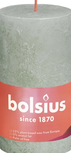 Bolsius stompkaars Rustiek Shine groen 60 uur D 6,8 H 13 cm