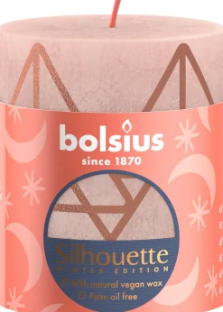 Bolsius stompkaars Rustiek silhouette roze 35 uur D 6,8 H 8 cm