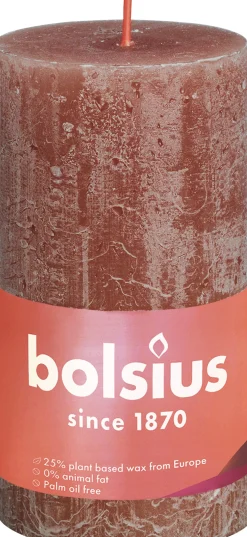 Bolsius stompkaars Rustiek Shine bruin 60 uur D 6,8 H 13 cm