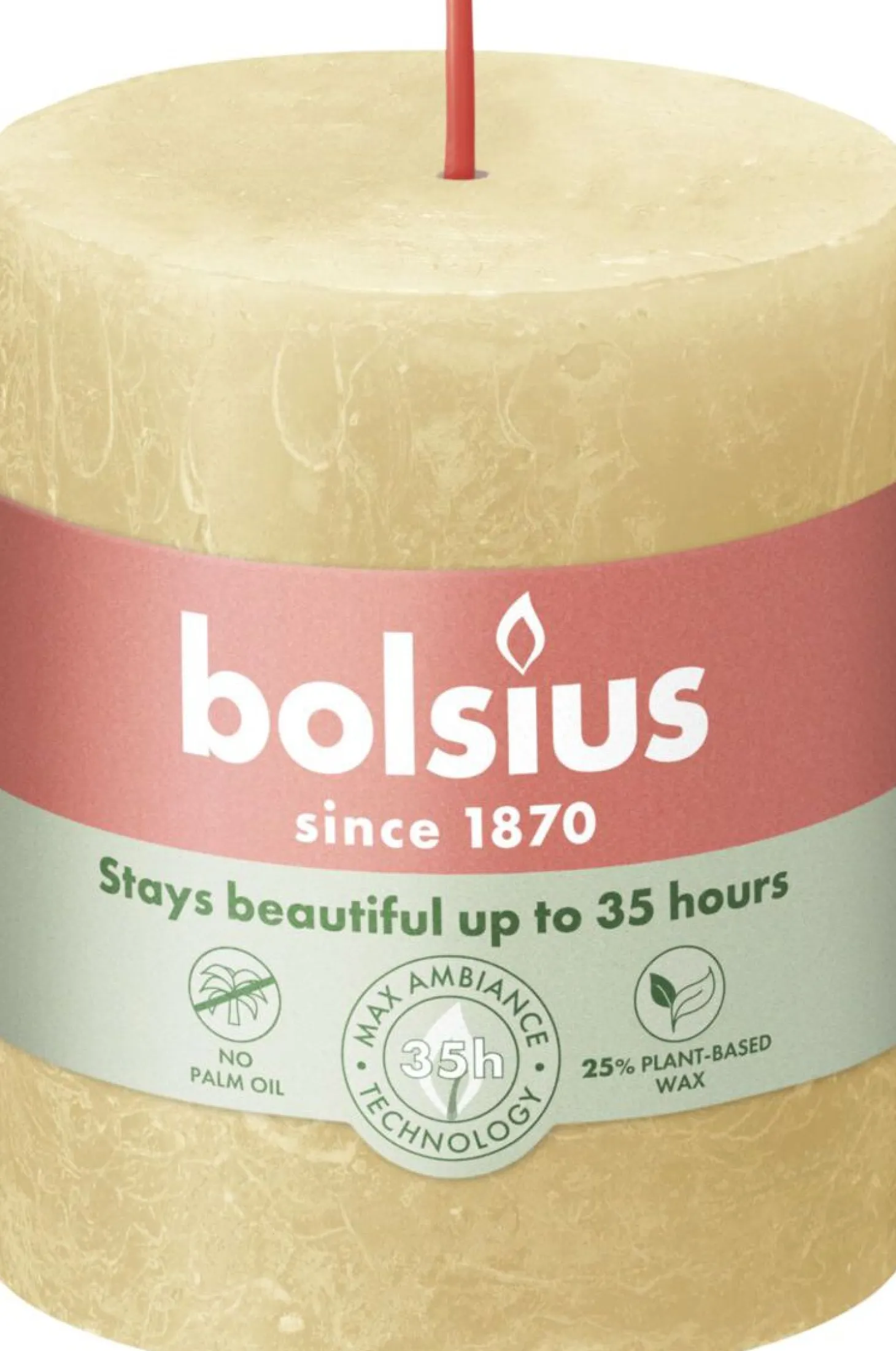 Bolsius stompkaars Shine beige 35 uur D 6,8 x H 8 cm