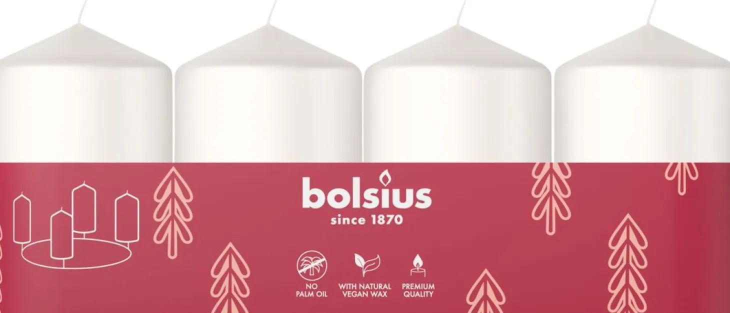 Bolsius stompkaars wit 7 uur D 4 H 6 cm 4 stuks