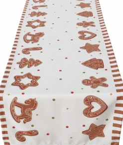Boltze tafelloper Ginger wit 140 x 40 cm