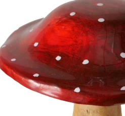 Boltze tuinbeeld Amalie paddenstoel rood / naturel 13 x 13 x 15 cm