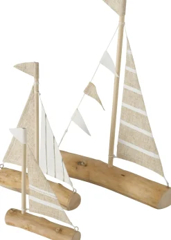 Boltze tuinbeeld Robinson boot naturel 11 x 3,2 x 15,5 cm