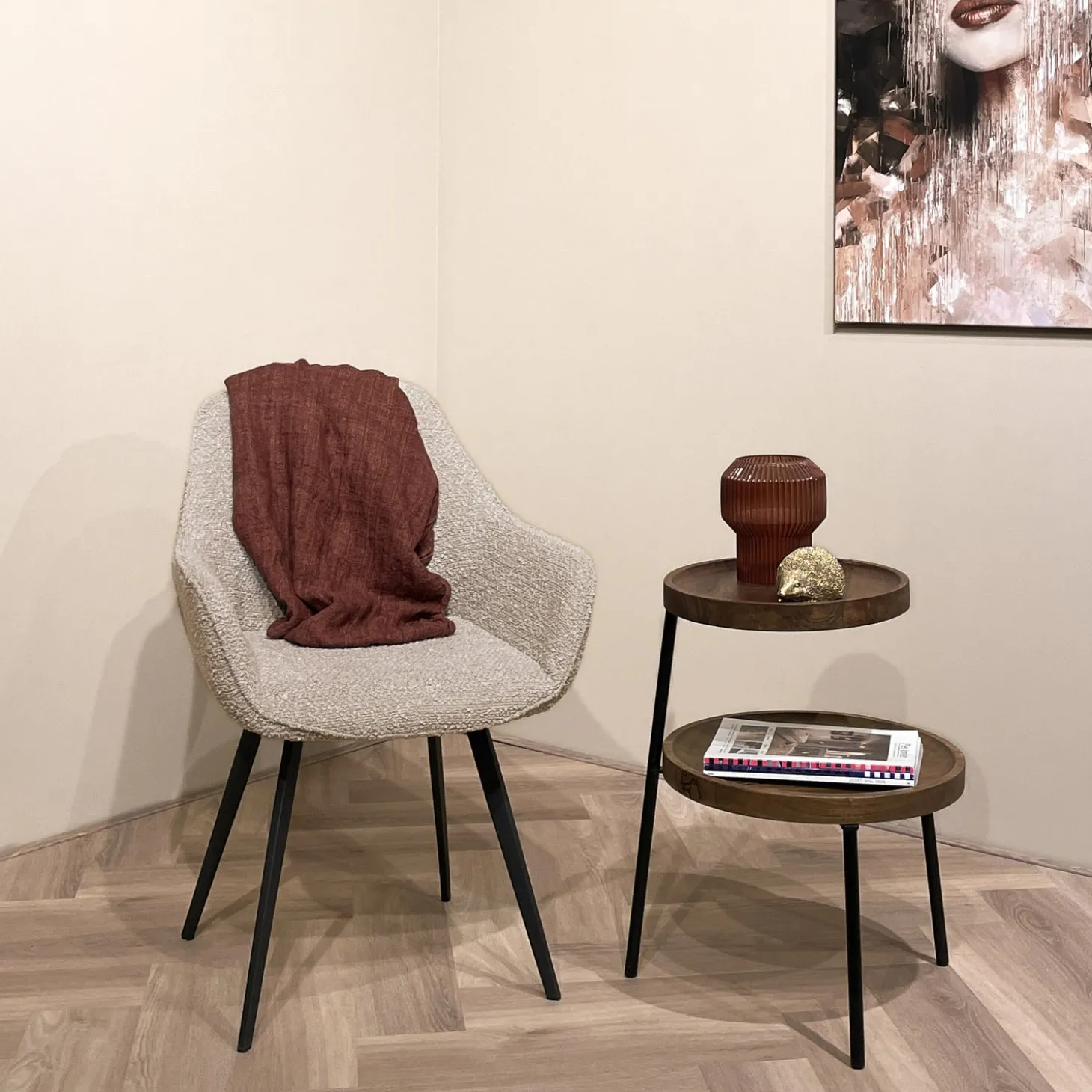 Brix bijzettafel Ruby naturel / zwart D 45 H 60 cm