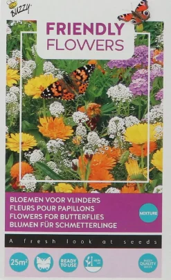 Buzzy bloemenzaad strooidoosje friendly flowers vlinders 100 g