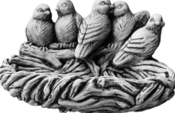 De Beeldengieterij drinkschaal Raima vogels grijs 12 x 20 x 15 cm
