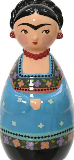 Decoris beeld Frida blauw 8,5 x 8,2 x 17,6 cm