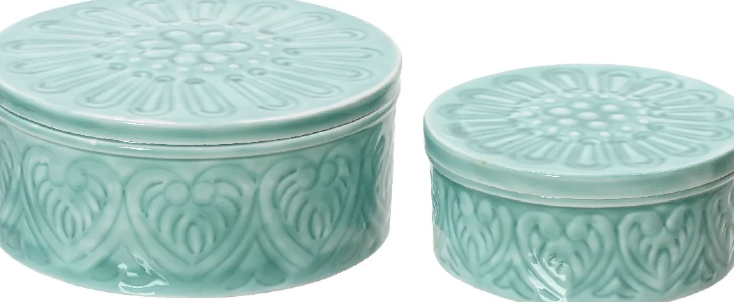 Decoris opbergdoos Cura mint D 20 H 9 cm