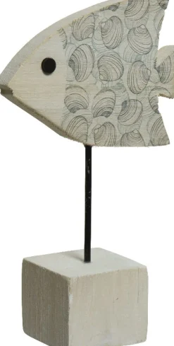 Decoris tuinbeeld op voet vis Dirk grijs 4 x 12 x 20 cm